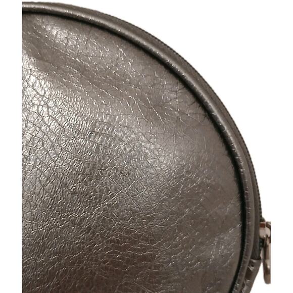 Giorgio Armoni Makeup Cosmetics Bag Circle Pouch Gunmetal Gray Designer Round - Picture 7 of 16